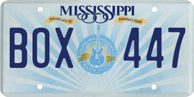 MS license plate BOX447