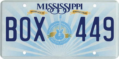MS license plate BOX449
