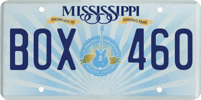 MS license plate BOX460