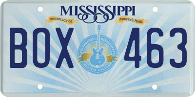MS license plate BOX463