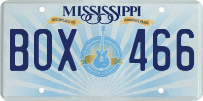 MS license plate BOX466