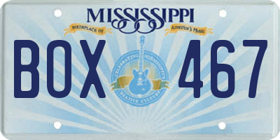 MS license plate BOX467