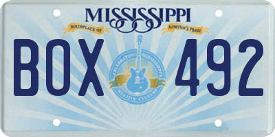 MS license plate BOX492