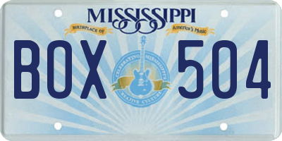 MS license plate BOX504