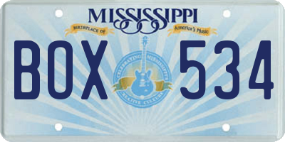 MS license plate BOX534