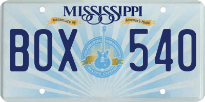 MS license plate BOX540