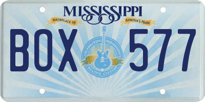 MS license plate BOX577