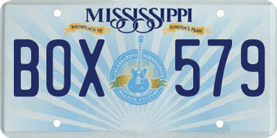 MS license plate BOX579