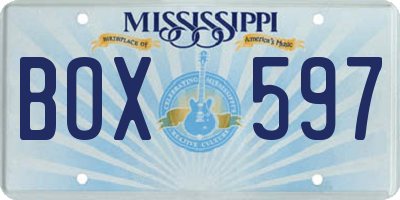 MS license plate BOX597