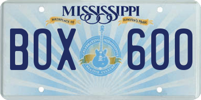 MS license plate BOX600