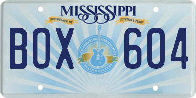 MS license plate BOX604