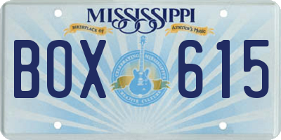 MS license plate BOX615