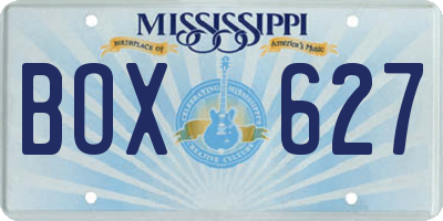 MS license plate BOX627