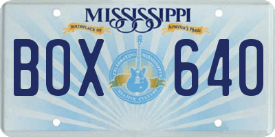 MS license plate BOX640