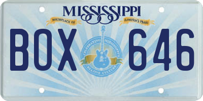 MS license plate BOX646