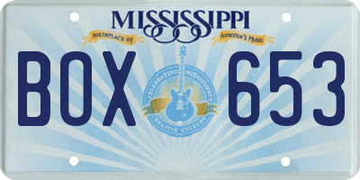 MS license plate BOX653