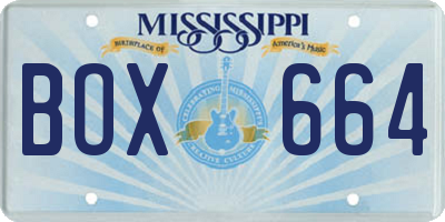 MS license plate BOX664