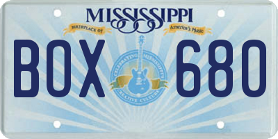 MS license plate BOX680