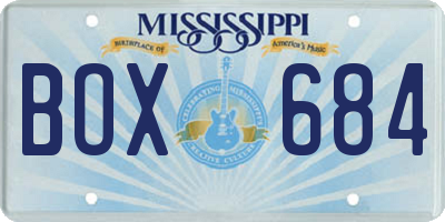 MS license plate BOX684