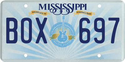 MS license plate BOX697