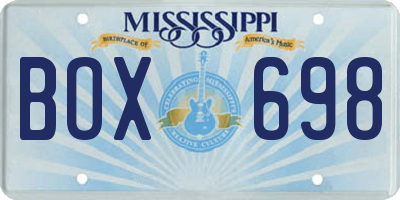 MS license plate BOX698