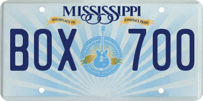 MS license plate BOX700