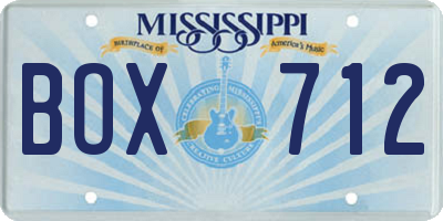 MS license plate BOX712