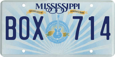 MS license plate BOX714
