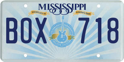 MS license plate BOX718