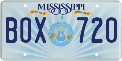 MS license plate BOX720