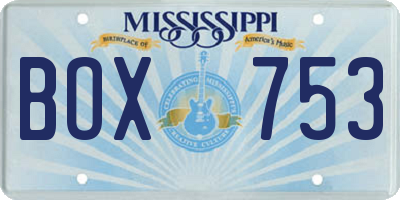 MS license plate BOX753
