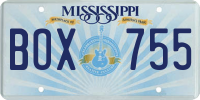 MS license plate BOX755