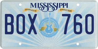 MS license plate BOX760