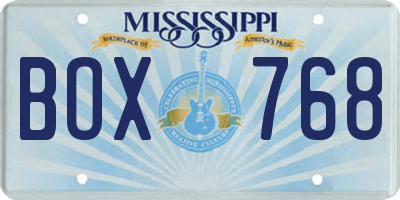 MS license plate BOX768