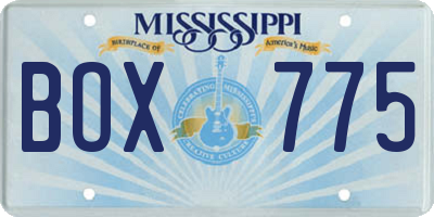 MS license plate BOX775