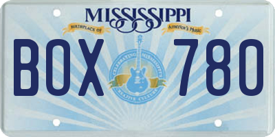 MS license plate BOX780
