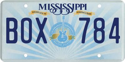 MS license plate BOX784