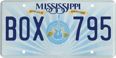 MS license plate BOX795