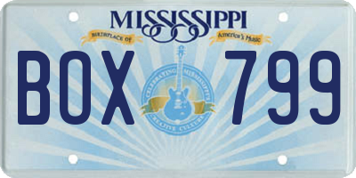 MS license plate BOX799