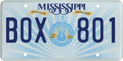 MS license plate BOX801