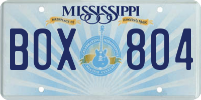 MS license plate BOX804