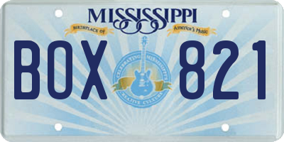 MS license plate BOX821