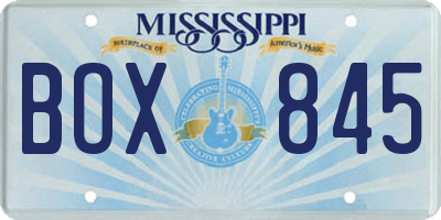 MS license plate BOX845