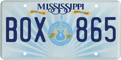 MS license plate BOX865
