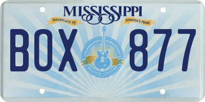 MS license plate BOX877
