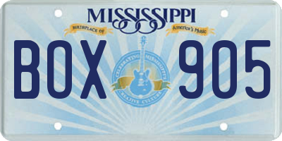 MS license plate BOX905