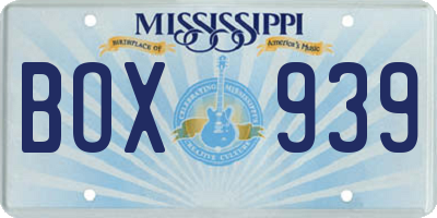 MS license plate BOX939