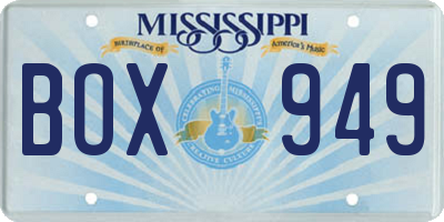 MS license plate BOX949
