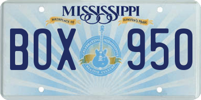 MS license plate BOX950