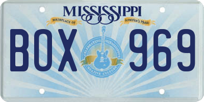 MS license plate BOX969